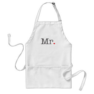 Mr Black Typewriter Red Heart Mens Wedding Adult Apron
