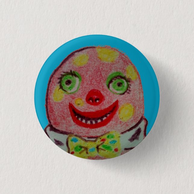 Mr Blobby crayon badge Blue Button (Front)