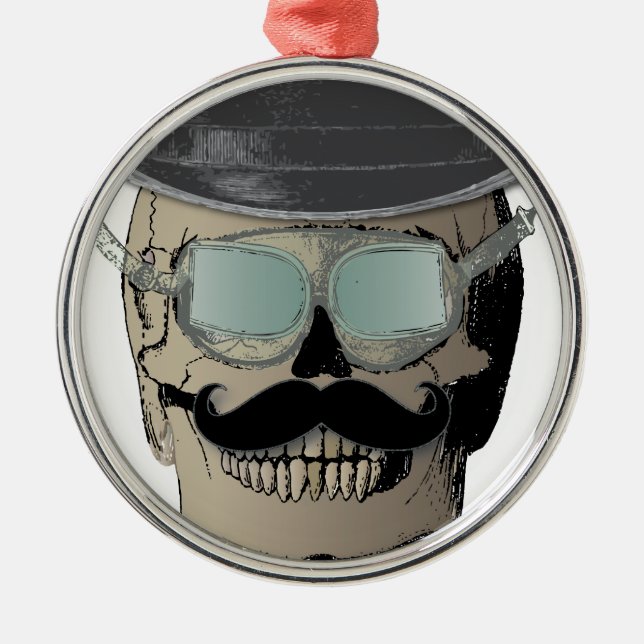 Mr. Bones Steam Punk Time Traveler Metal Ornament (Front)