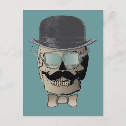 Mr Bones Steam Punk Time Traveler Postcard