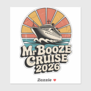 Mr Booze Cruise 2026 Retro Vintage Couples  Sticker