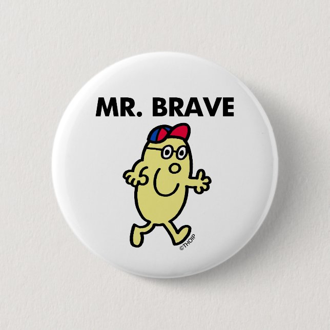 Mr. Brave Waving Hello Pinback Button (Front)