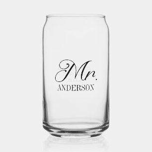 Mr. Bride Groom Wedding Reception Customized Can Glass