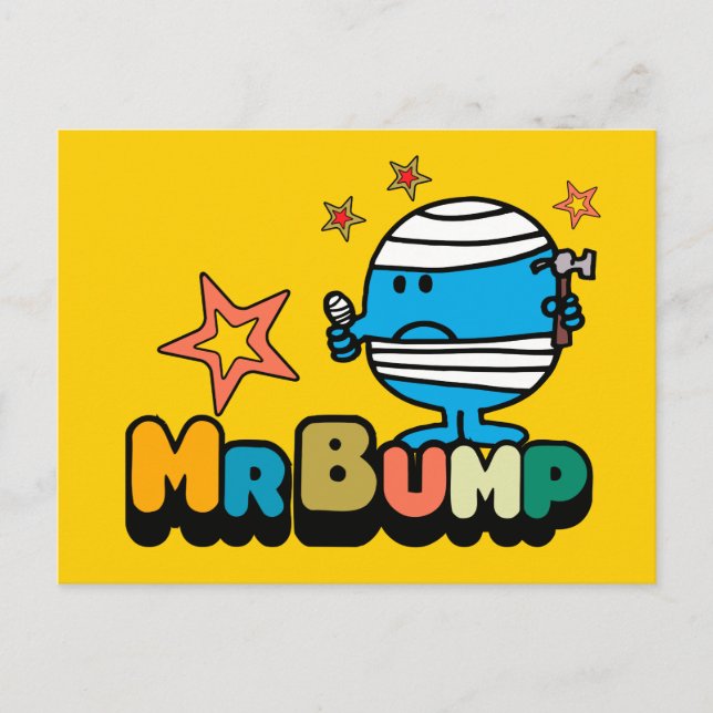 Mr. Bump | Bandaged Thumb & Stars Postcard (Front)