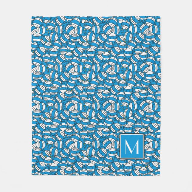 Mr Bump | Blue Confusion Pattern | Monogram Fleece Blanket (Front)