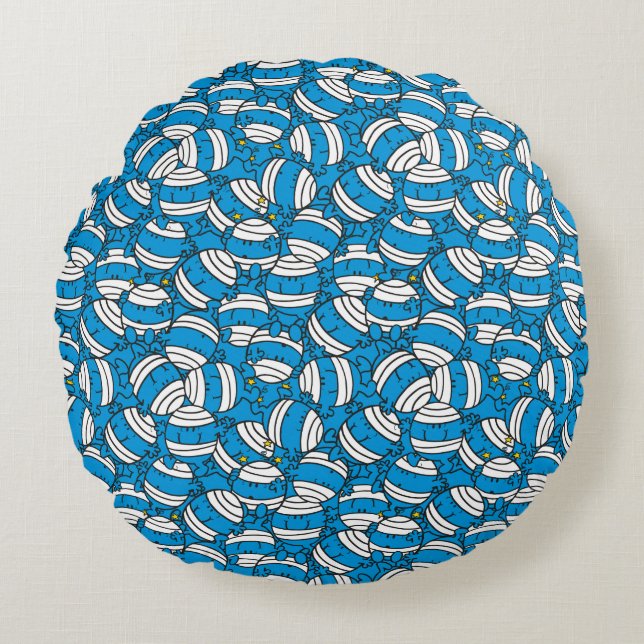Mr Bump | Blue Confusion Pattern Round Pillow (Front)