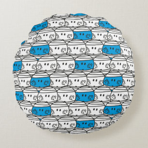 Mr Bump   Blue Pattern Round Pillow