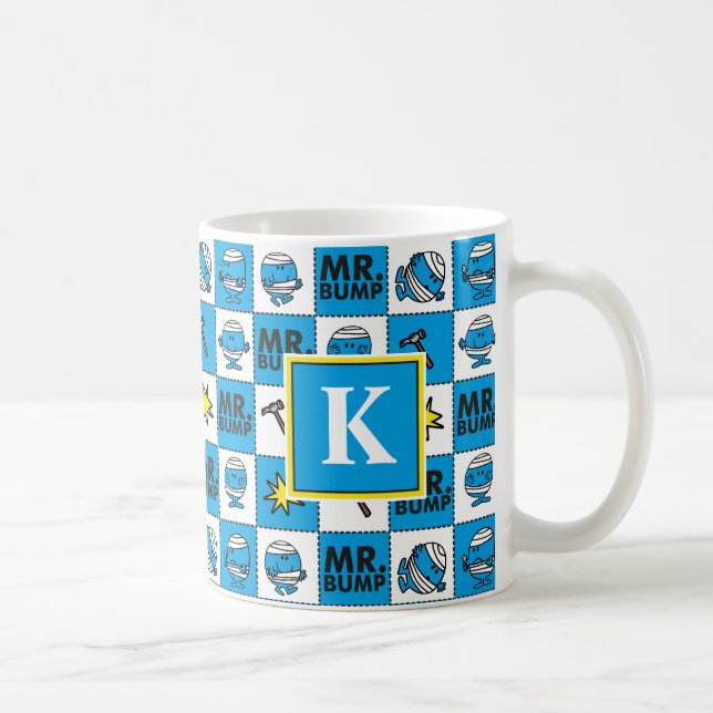 Mr Bump | Mosaic In Blue Pattern | Monogram Coffee Mug (Right)