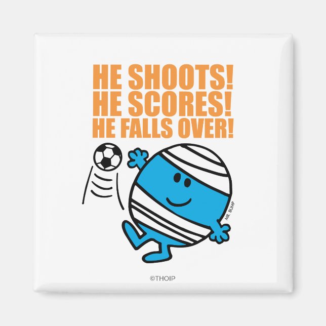 Mr. Bump Playing Soccer Magnet (Front)