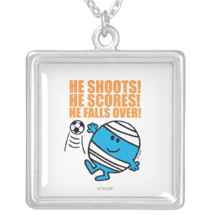 Mr. Bump Playing Soccer Silver Plated Necklace