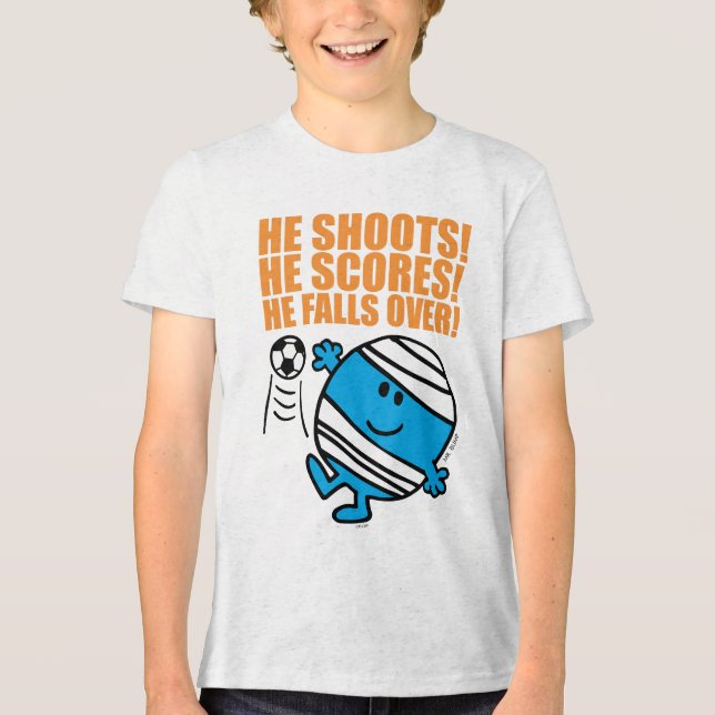 Mr. Bump Playing Soccer Tri-Blend Shirt (Front)