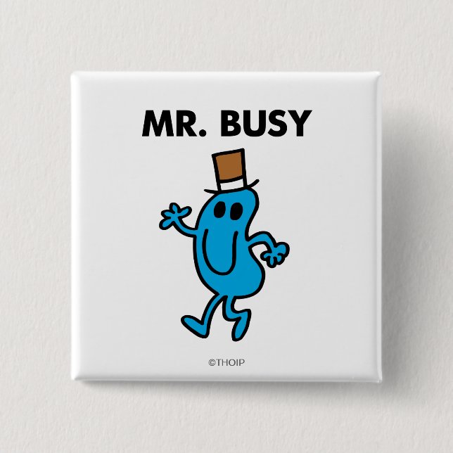 Mr. Busy Waving Hello Button (Front)