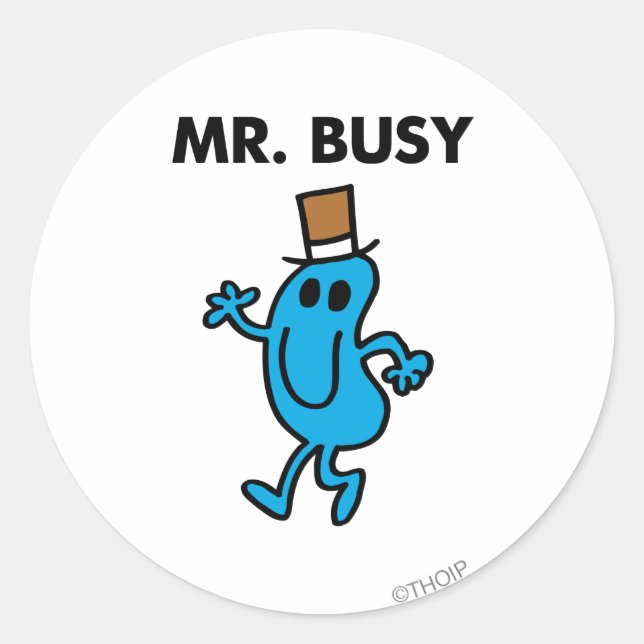 Mr. Busy Waving Hello Classic Round Sticker (Front)