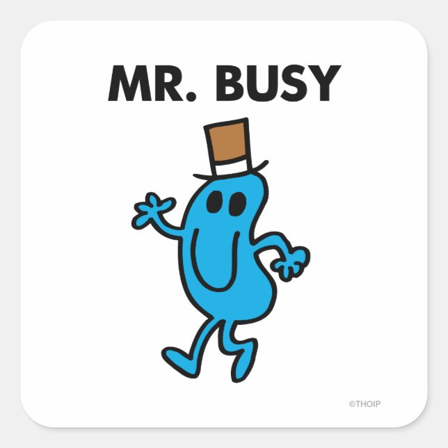 Mr. Busy Waving Hello Square Sticker (Front)