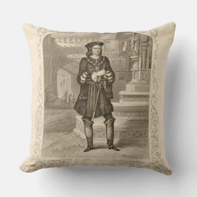 Mr C. Kean as Gloster, Act I Scene 1, in Richard I Throw Pillow (Front)
