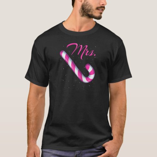 Mr Candy Cane Mrs Merry and Bright Pink and Blue M T_Shirt