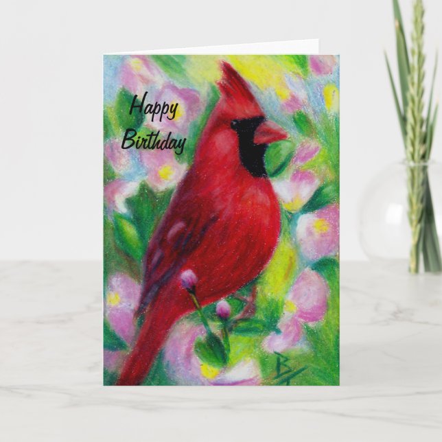 Mr. Cardinal aceo Birthday Card (Front)