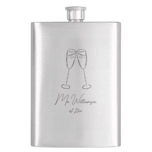 Mr Champagne Glass Groom Wedding Newlywed Classic Flask