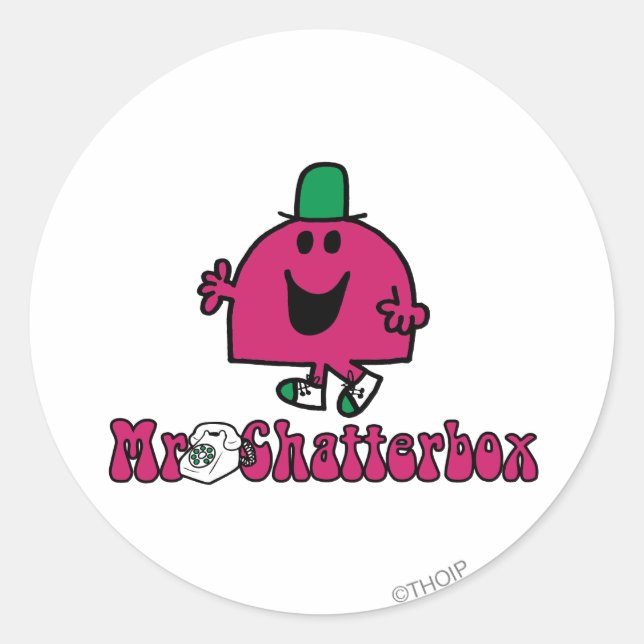 Mr. Chatterbox Logo & Telephone Classic Round Sticker (Front)