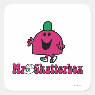 Mr. Chatterbox Logo & Telephone Square Sticker