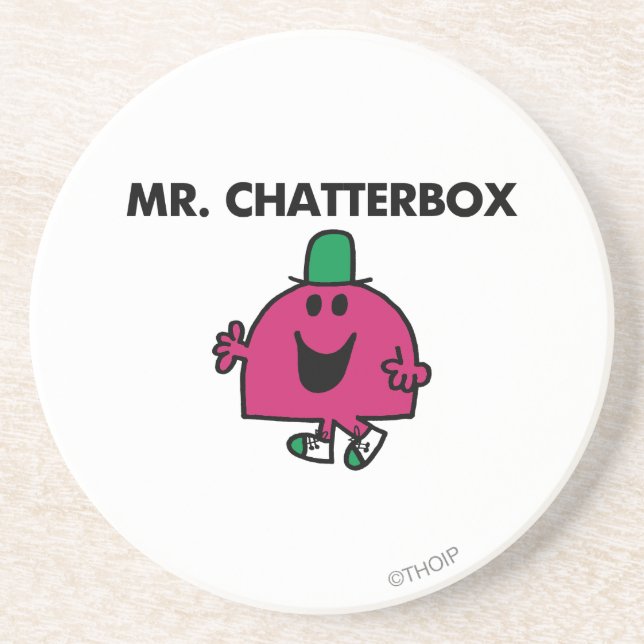 Mr. Chatterbox Waving Hello Drink Coaster (Front)