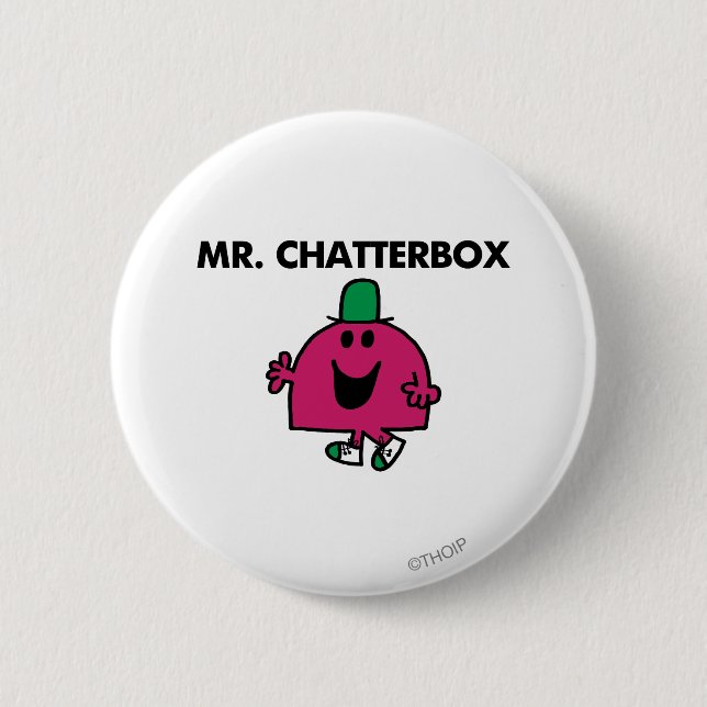 Mr. Chatterbox Waving Hello Pinback Button (Front)