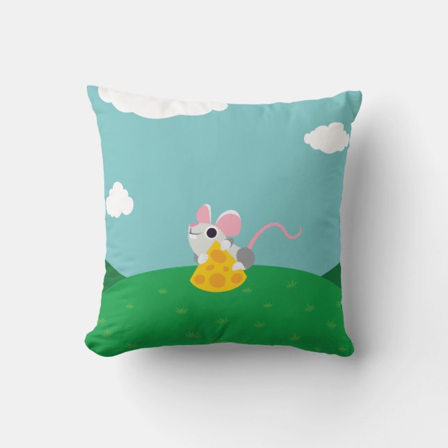 Mr. Cheeseman the Mouse Throw Pillow (Front)