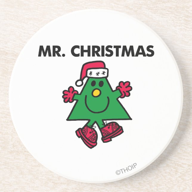 Mr. Christmas | Festive Hat & Gloves Drink Coaster (Front)