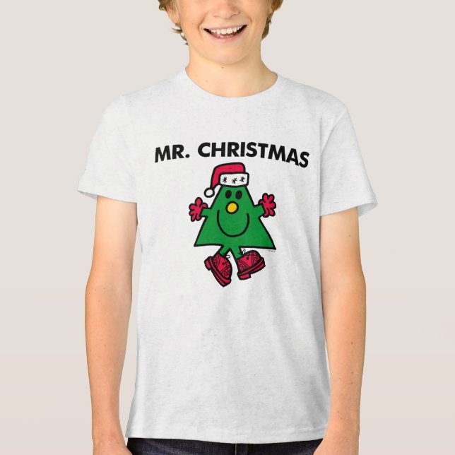 Mr. Christmas | Festive Hat & Gloves Tri-Blend Shirt (Front)