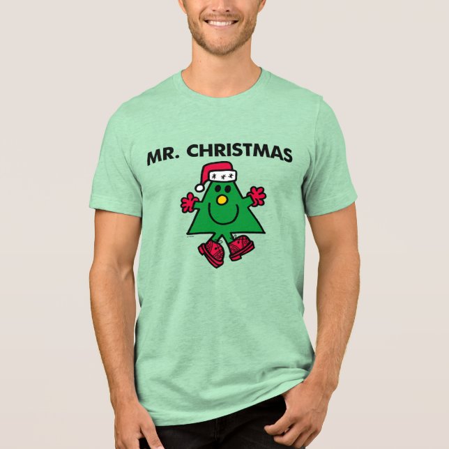 Mr. Christmas | Festive Hat & Gloves Tri-Blend Shirt (Front)