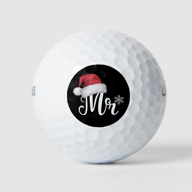 Mr Claus Couples Matching Christmas Pajamas Santa Golf Balls (Front)