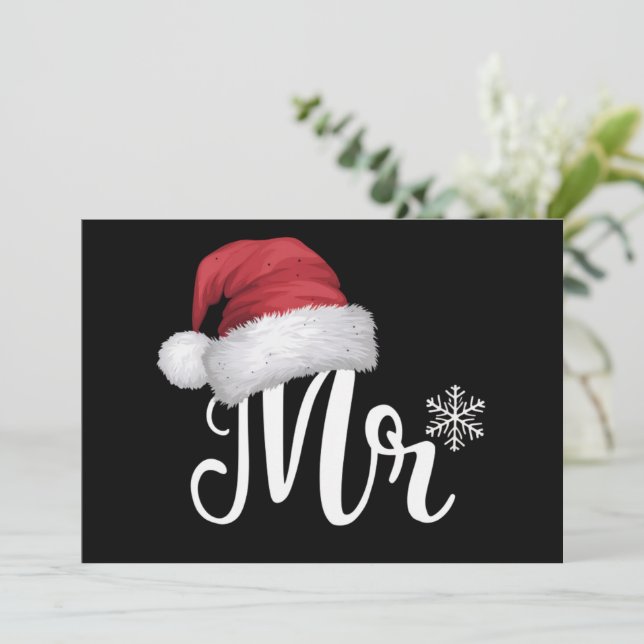 Mr Claus Couples Matching Christmas Pajamas Santa Holiday Card (Standing Front)