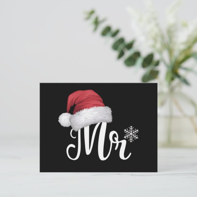 Mr Claus Couples Matching Christmas Pajamas Santa Holiday Postcard (Standing Front)