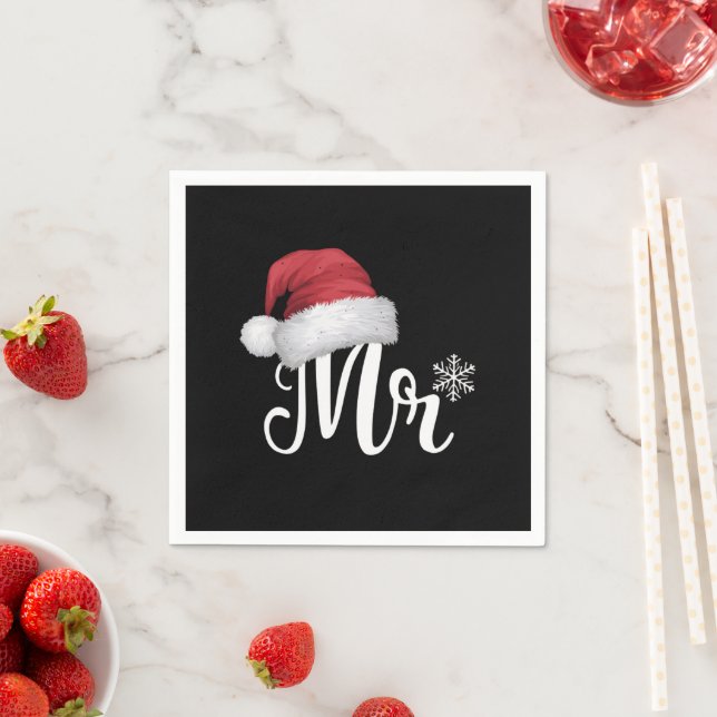 Mr Claus Couples Matching Christmas Pajamas Santa Napkins (Insitu)