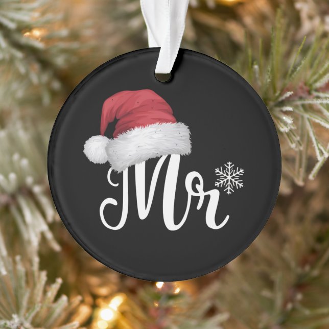Mr Claus Couples Matching Christmas Pajamas Santa Ornament (Tree)
