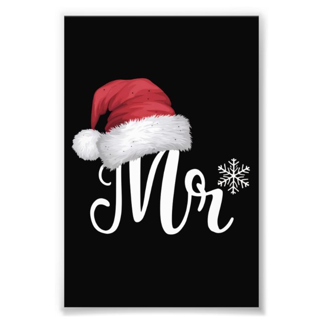 Mr Claus Couples Matching Christmas Pajamas Santa Photo Print (Front)