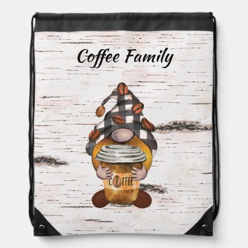 Mr Coffee Gnome  Drawstring Bag