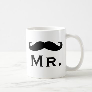Mr. coffee mug with black handlebar mustache