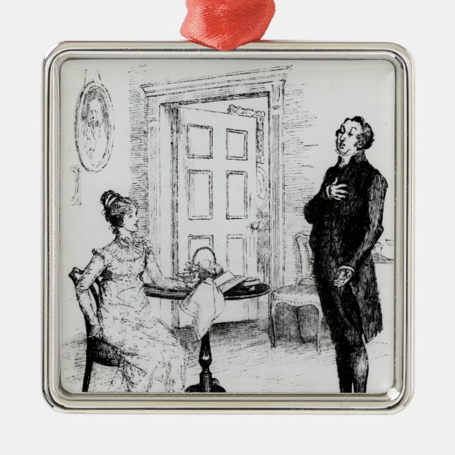Mr Collins and Elizabeth Metal Ornament (Front)