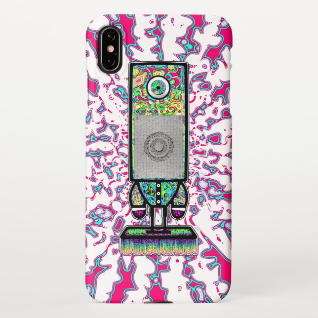 Mr. colorful psychedelic one eyed speaker v1 iPhone case (Back)