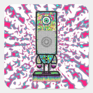 Mr. colorful psychedelic one eyed speaker v1 square sticker