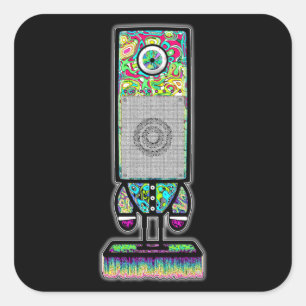 Mr. colorful psychedelic one eyed speaker v3 square sticker