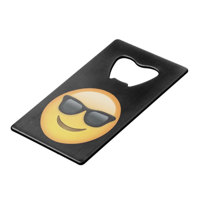 Mr. Cool Emoji Credit Card Bottle Opener (Back Angled)