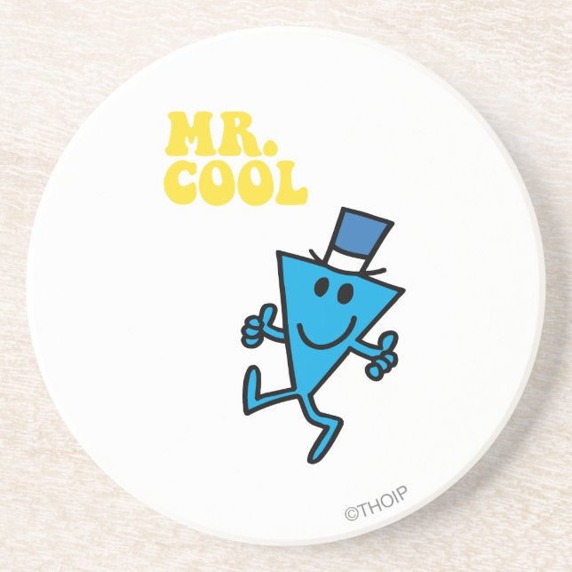 Mr. Cool | Yellow Lettering Sandstone Coaster (Front)