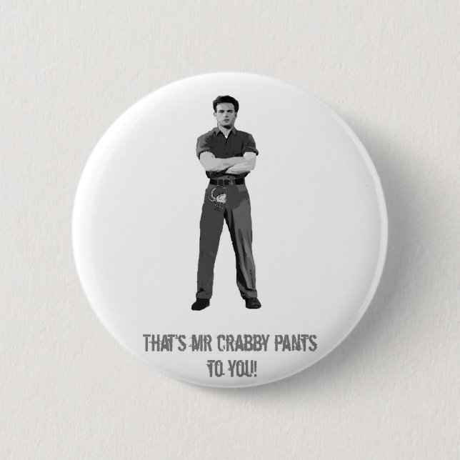 Mr Crabby Pants Pinback Button (Front)