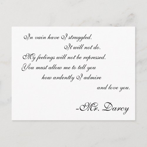 Mr Darcy Line Postcard