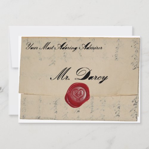 Mr Darcy Regency Love Letter Invitation