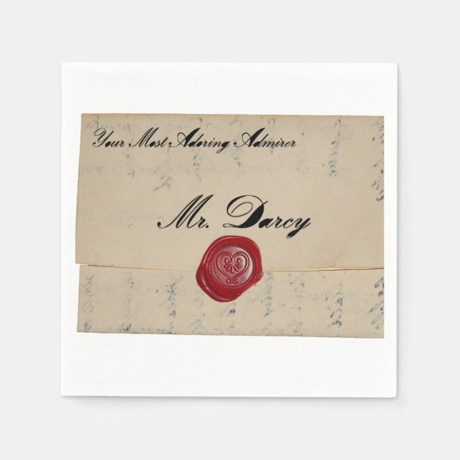 Mr Darcy Regency Love Letter Paper Napkins (Front)