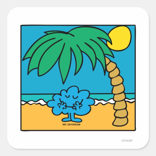 Mr. Daydream Beach Scene Square Sticker (Front)