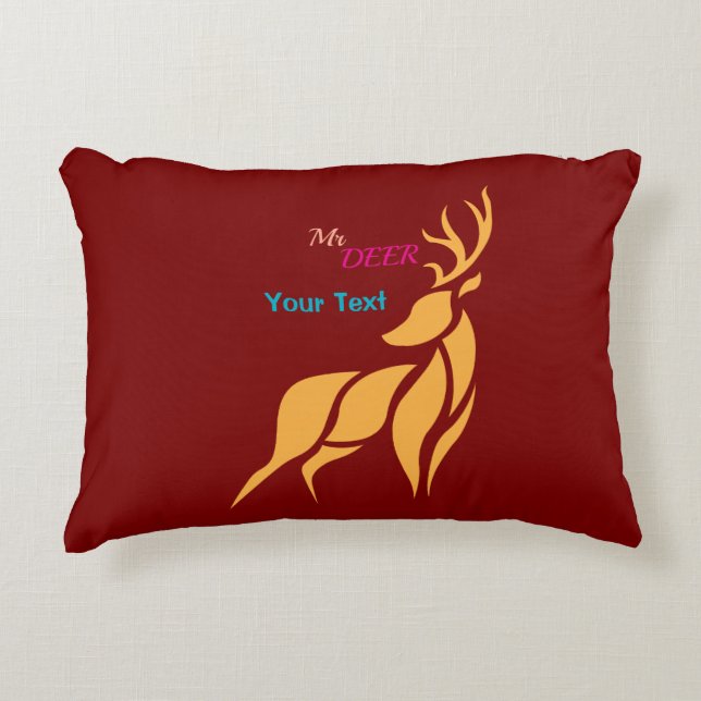 Mr. Deer Graphic – Rustic Woodland Style Accent Pillow (Front)